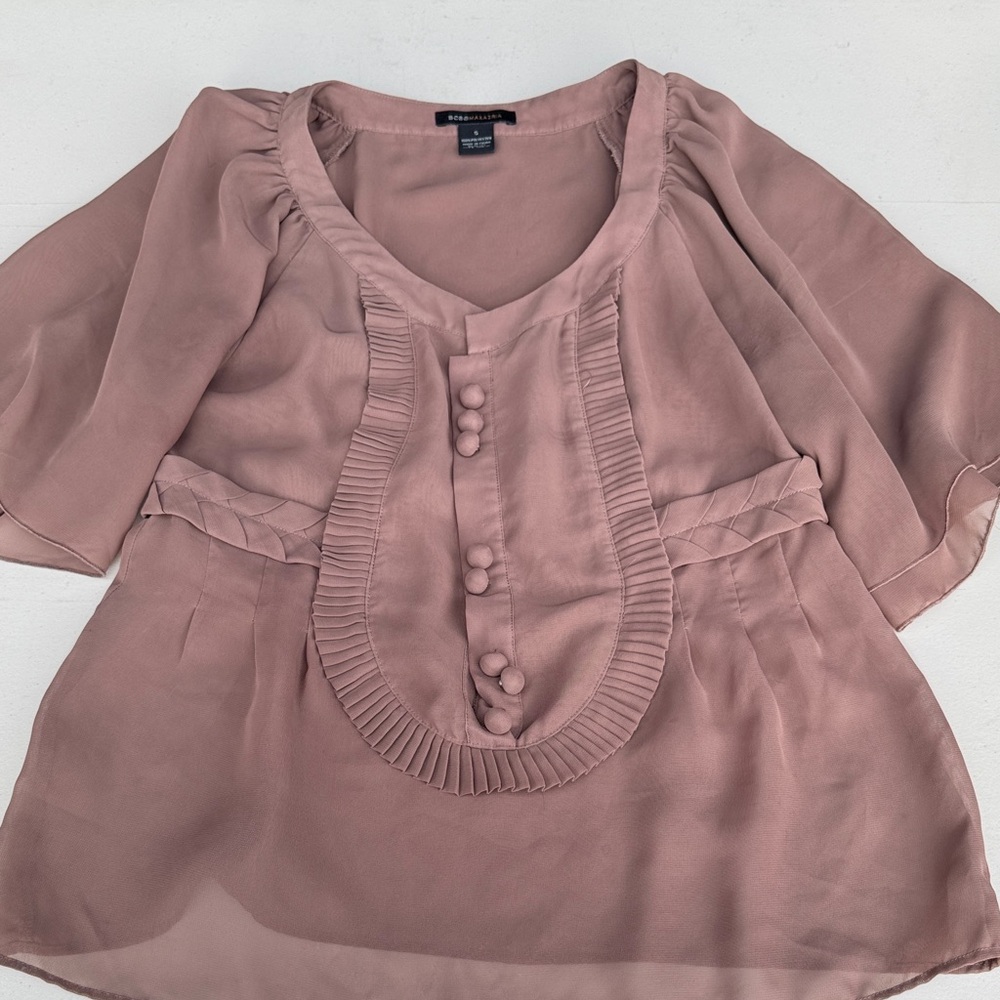 BCBGMaxAzria Mauve Button Blouse